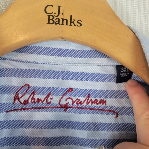 Robert Graham‎ Long Sleeve Button Down Shirt Pastel Blue Size 3XL Stripes - Picture 5 of 14